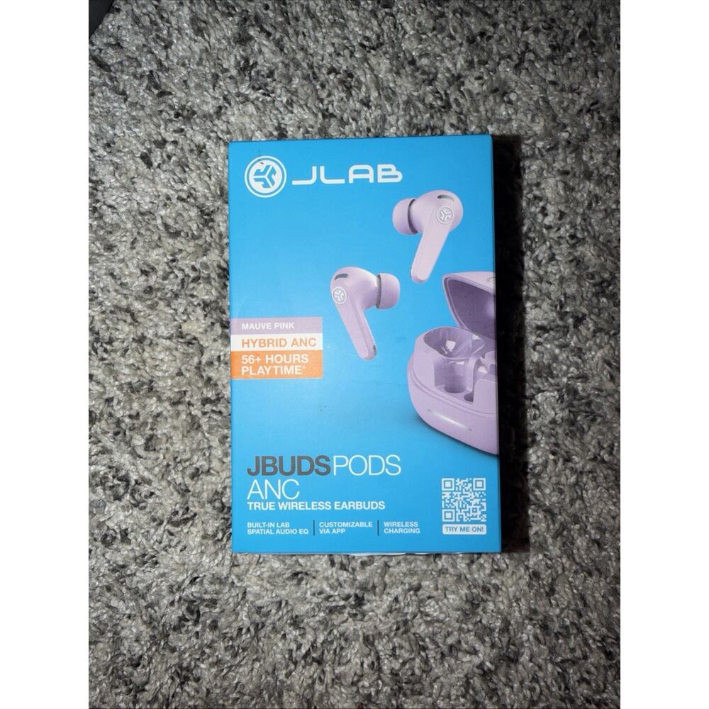 JLab JBuds Pods ANC True Wireless Earbuds - Mauve Color, Hybrid ANC, 20+ Hours P